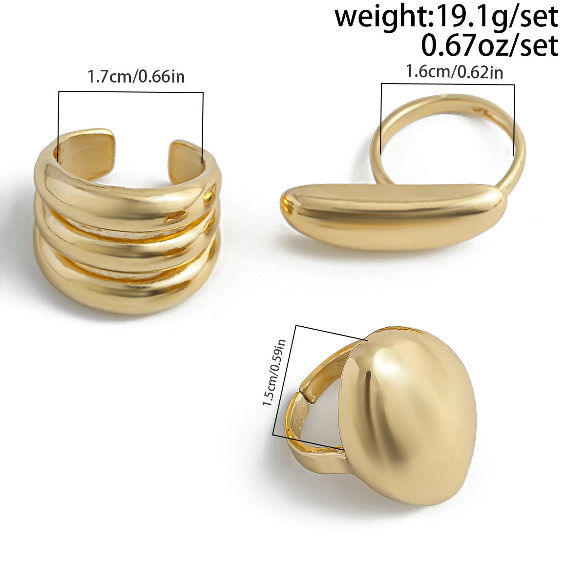 Hand Jewelry Personality Smooth Irregular Geometric Joint Ring Hip Hop Style Women's Ring Set