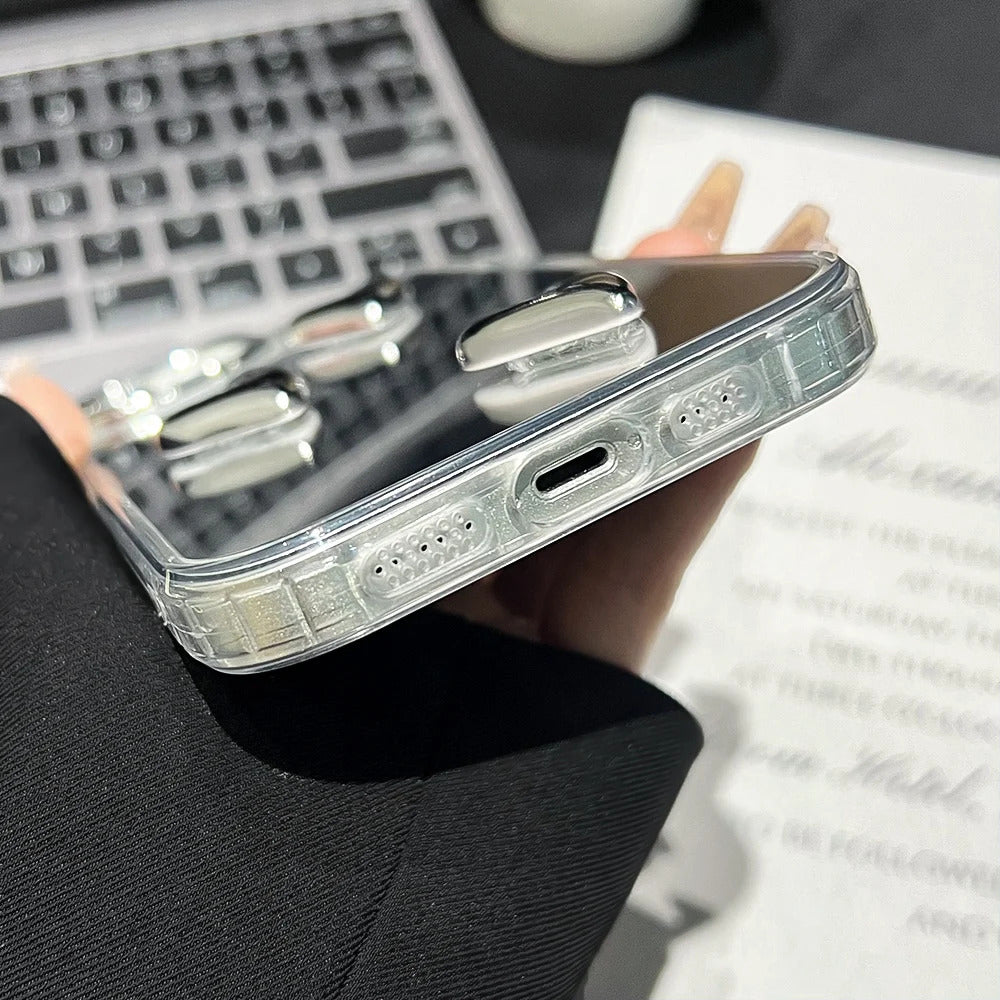 Love Heart Lanyard Mirror Phone Case For iPhone 13 11 16 15 Pro Max 12 14 Plus XR X XS Case Wrist Chain Makeup Mirror Soft Cover