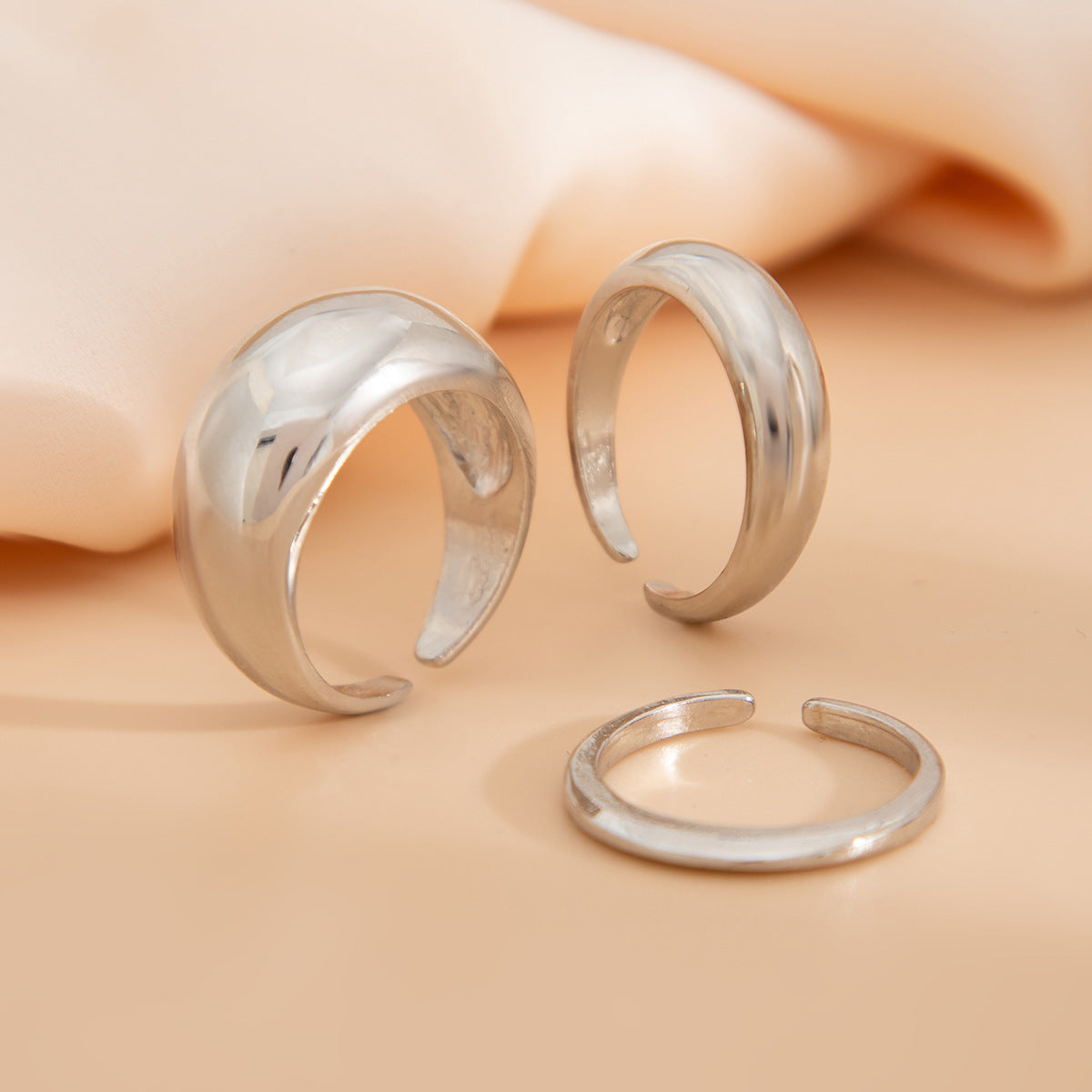 Ins Minimalist Style Trendy Exaggerated Mirror Versatile Ring Personality Alloy Hugging Ring