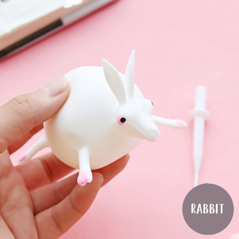 Creative soft rubber inflatable chicken hippo pop up animal blow Balloon animal Stress Relief squeeze toy prank gift