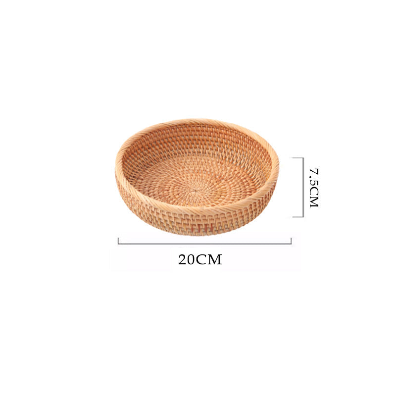 Rattan Handwoven Fruit and Vegetable Basket, Cookie Candy Bread Storage Basket, Living Room Desktop Organizer Storage Basket