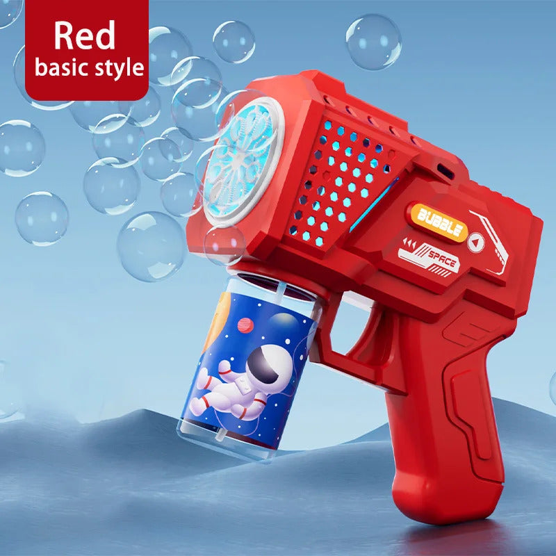 10 hole automatic bubble machine toy children's handheld space bubble gun electric light without battery bubble water