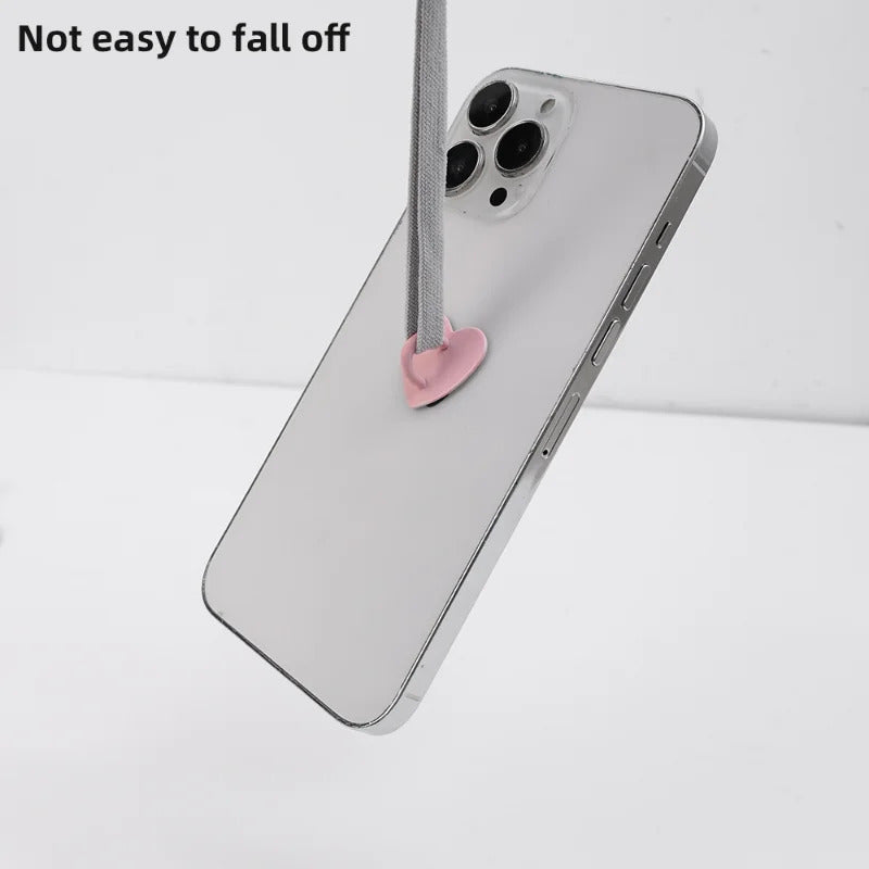 Kawaii Adhesive Metal Heart Phone Charm Holder Mobile Phone Case Finger Ring Stand Hook Buckle Clasp Bear Keychain Pearl pendant