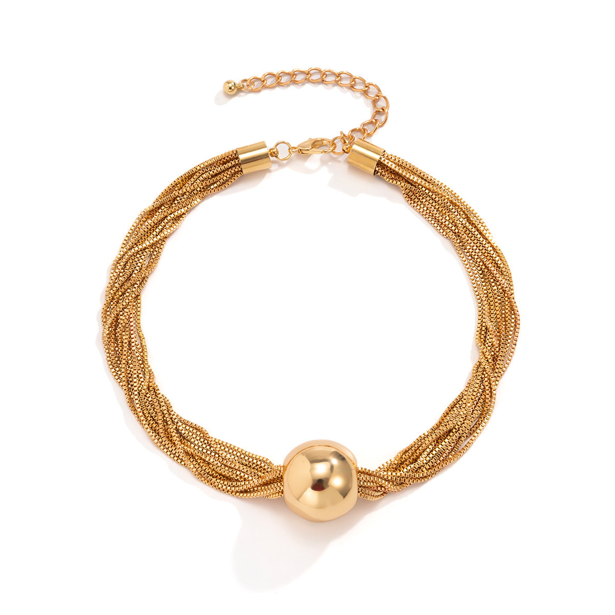 Cross-Border Exaggerated Punk Multi-Layer Chain Stacked Necklace Simple Niche Geometric Ball Personality Choker Necklace