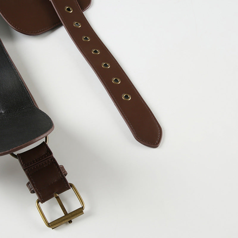 Wish Cross-Border Retro Mini Oval Bag Rivet Punching Belt Hot Girl Fashion Personality Waist Bag Wear Accessory