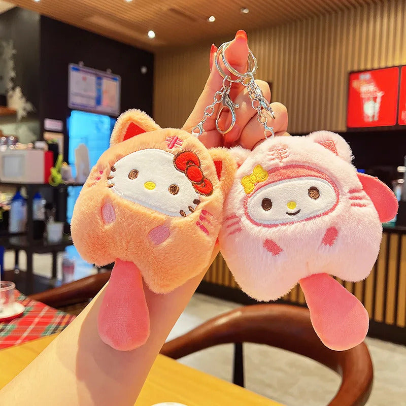 15cm/5.9in Kuromi Plush Keychains Melody Cinnamoroll Doll Cute Funny Hangings Ornament Toys Valentine Day Gift Girl Decoration