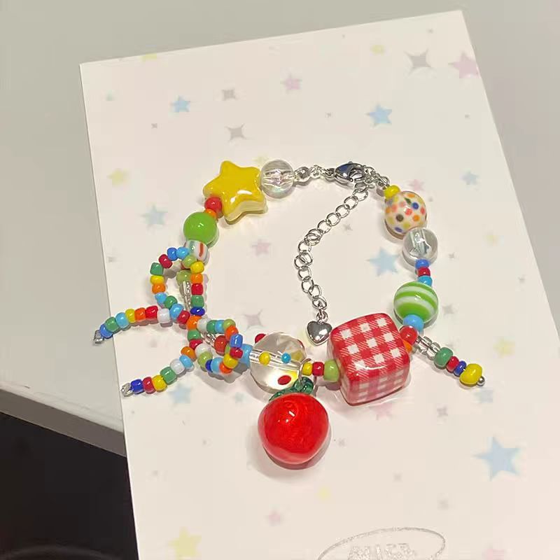 2025 New Dopamine Color Apple XINGX Beaded Necklace Internet Celebrity Light Luxury Minority Summer Colorful Clavicle Chain