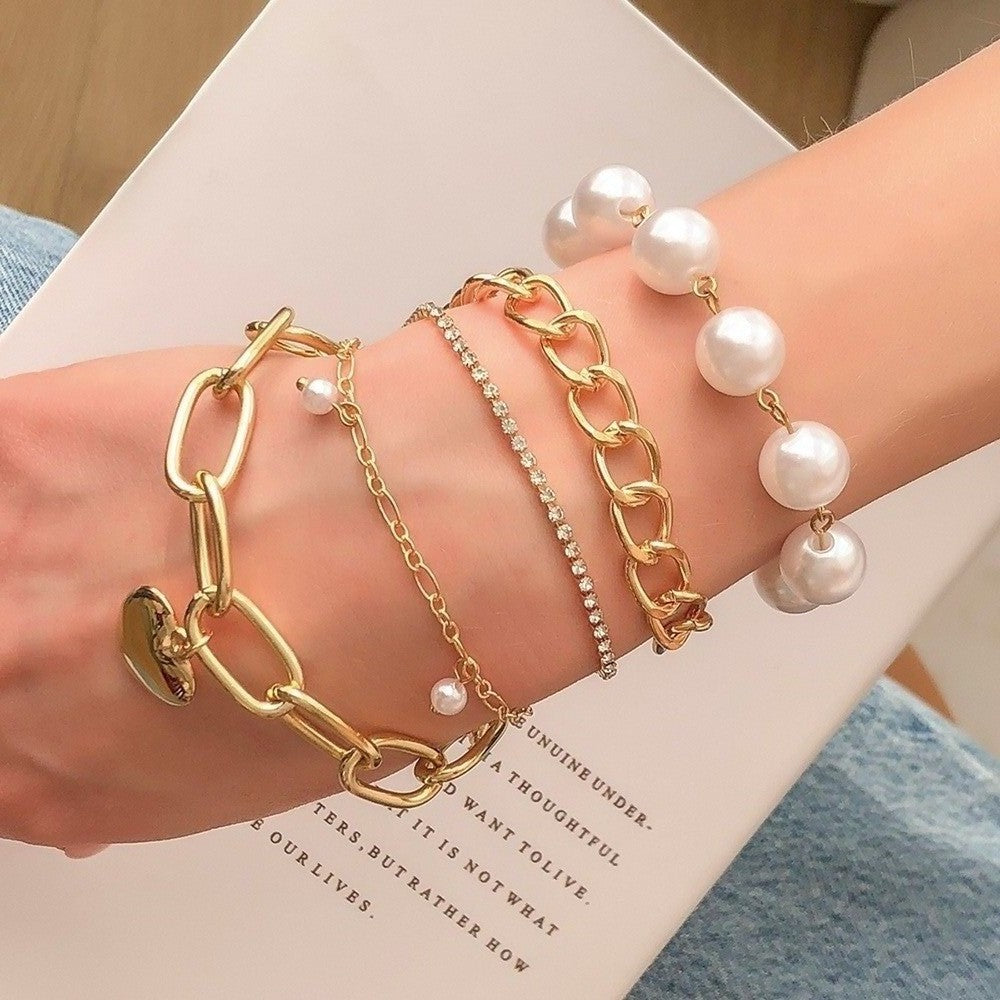New Exaggerated Alloy Thick Chain Multi-layer Bracelet for Women European and American Fashion Gold Bangle