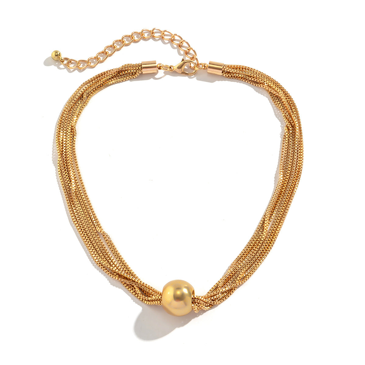 Cross-Border Exaggerated Punk Multi-Layer Chain Stacked Necklace Simple Niche Geometric Ball Personality Choker Necklace