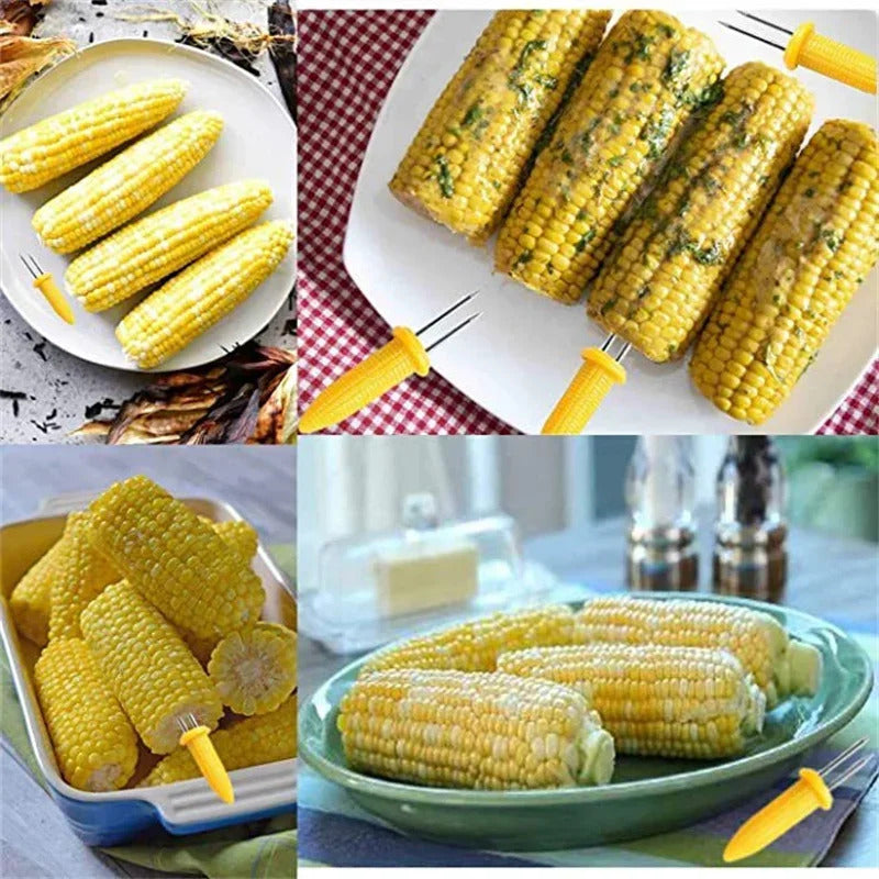 10pcs Fork Corn Skewer Stainless Steel Corn Holders Corn On The Cob Skewers Fruit Forks Outdoor Camping Cooking Barbecue Tool