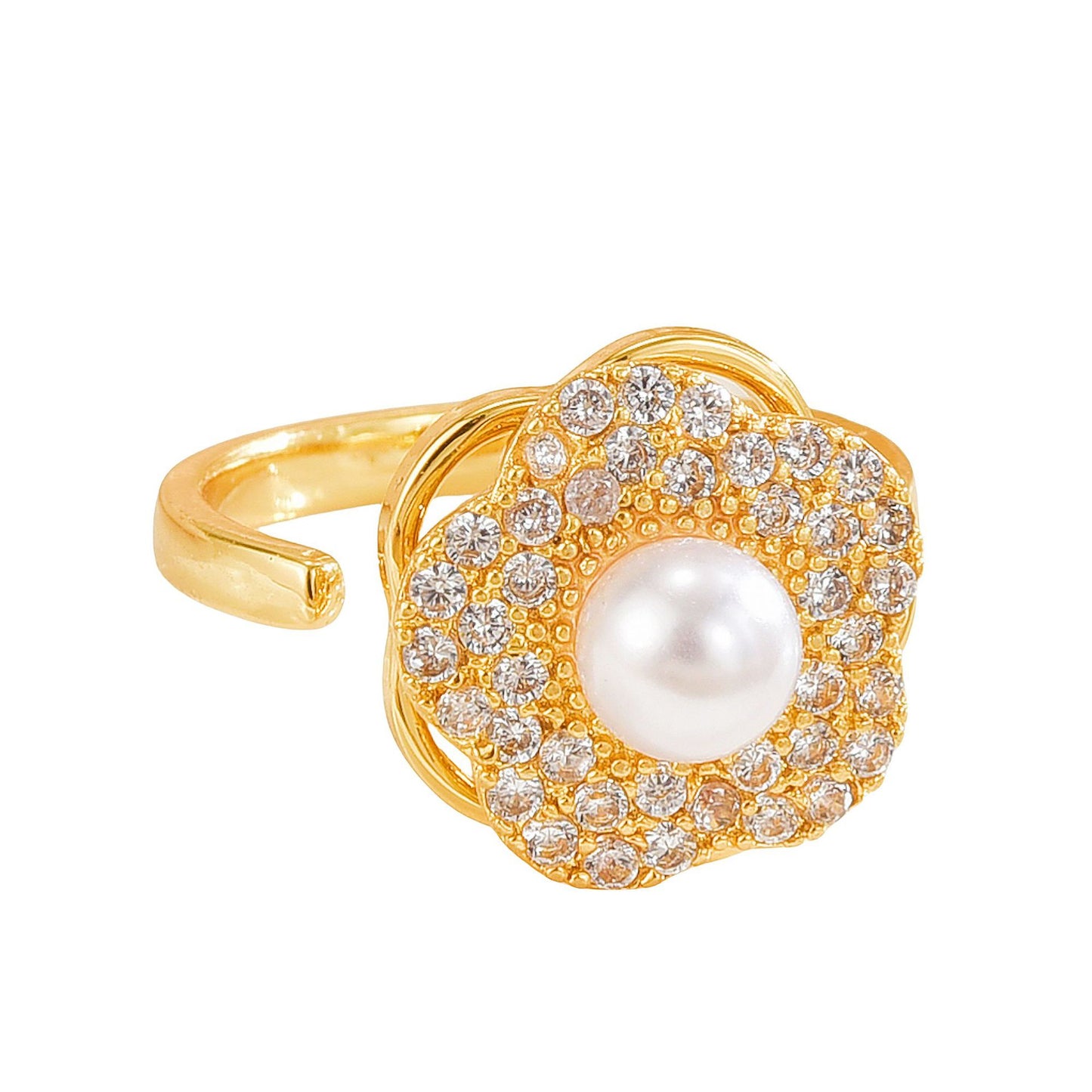 Rotating Ring for Women, Copper Gold Plated, Non-Fading, Elegant and Luxurious, Adjustable Daisy, Star, Moon, Zircon, European and American Cross-Border