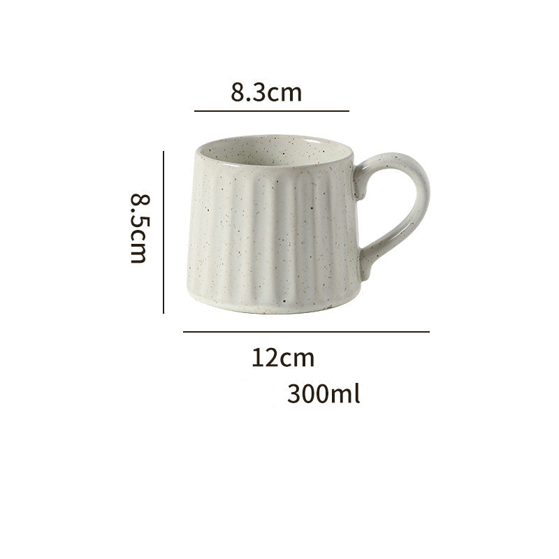 Japanese Retro Exquisite Afternoon Tea Latte Art Striped Coffee Cup and Saucer Ceramic Set Office Milk Breakfast Cup