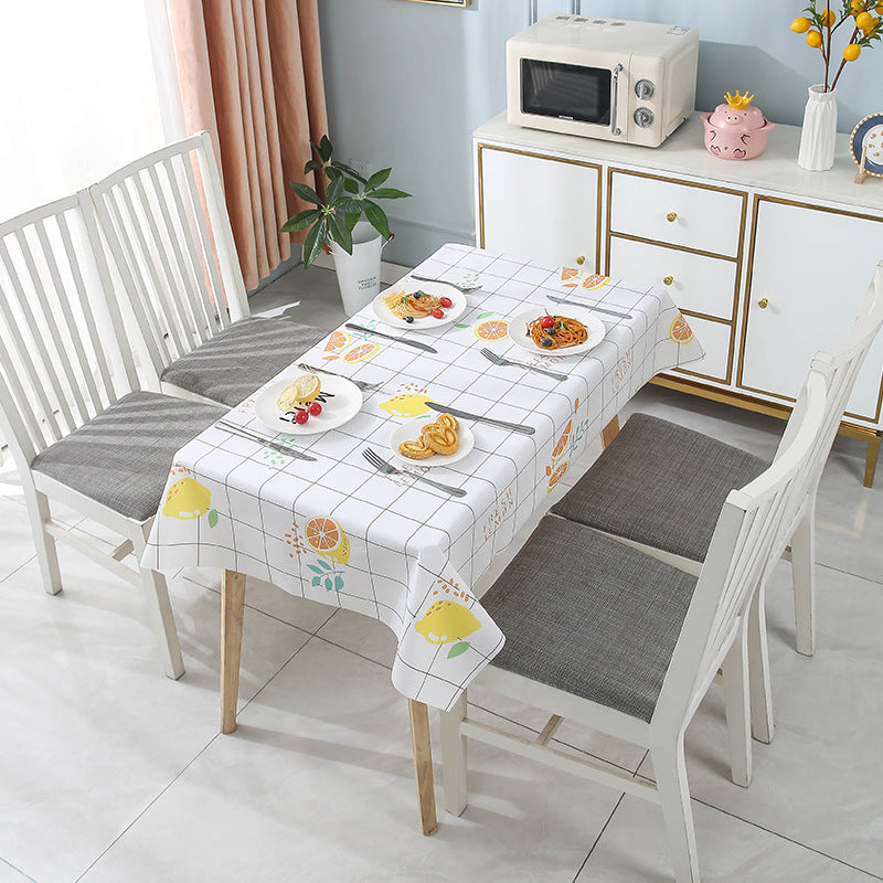 Nordic Style Warm High Temperature Resistant Tablecloth Ins Tablecloth Waterproof Oil-Proof Disposable High-Grade PVC Plaid Dining Table Cloth Liner
