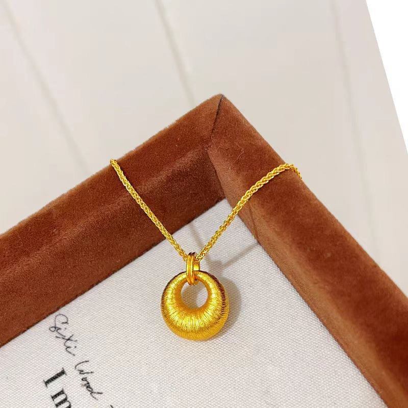 Vietnam Sand Gold Dream Catcher Filigree Peace Buckle Necklace Pendant Fortune Bead Necklace Light Luxury Niche Jewelry