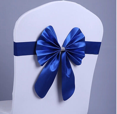 Wedding Chair Back Flower Decoration No-Tie Elastic Bow Chair Sash Chair Cover Chair Back Hotel Banquet Special
