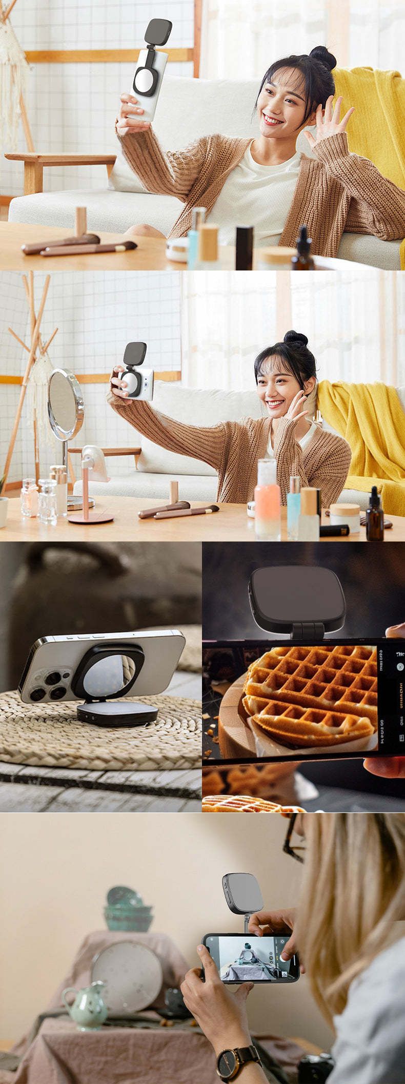 Beauty Magnetic Selfie Phone Fill Light with Built-in Makeup Mirror buy one, get one free