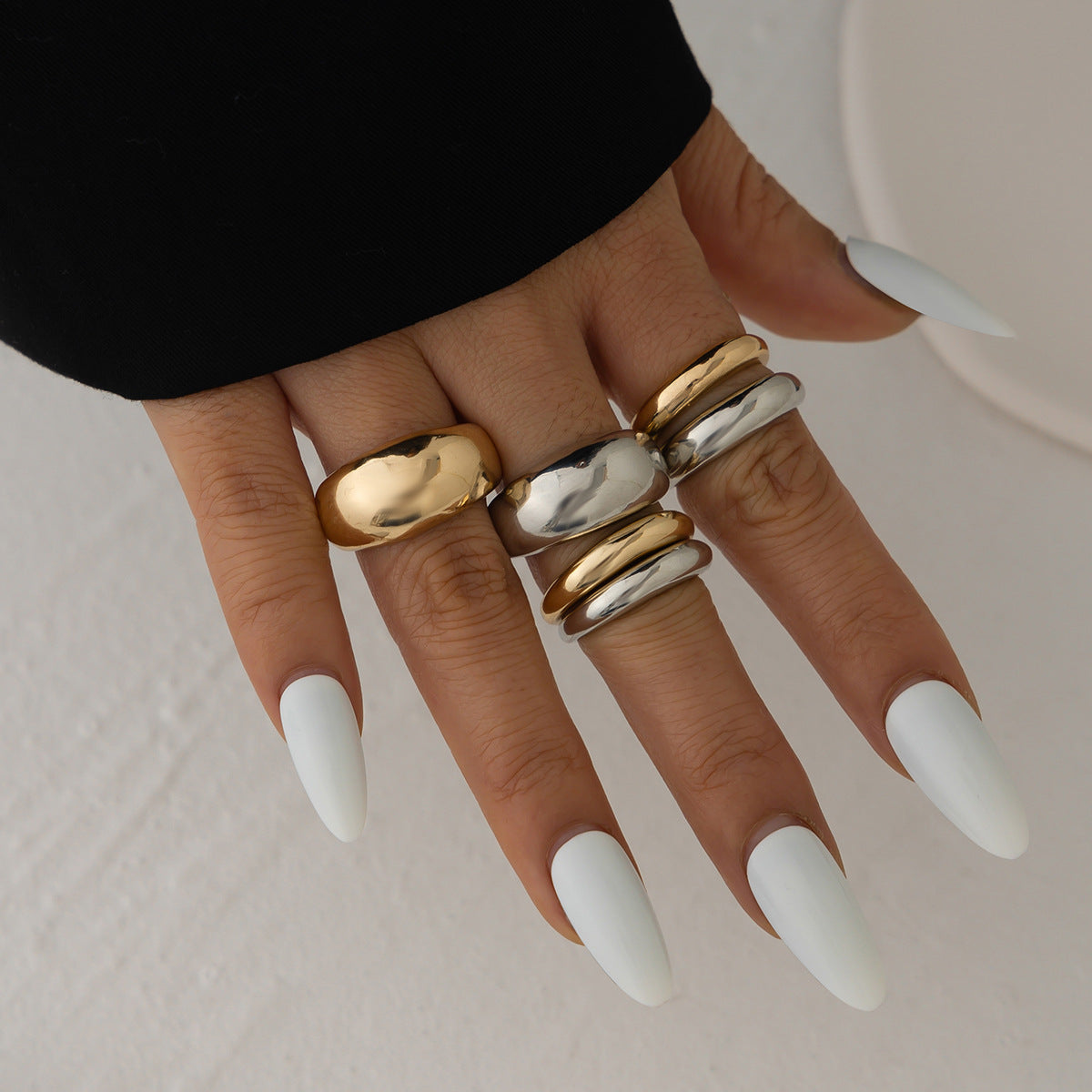 Ins Minimalist Style Trendy Exaggerated Mirror Versatile Ring Personality Alloy Hugging Ring