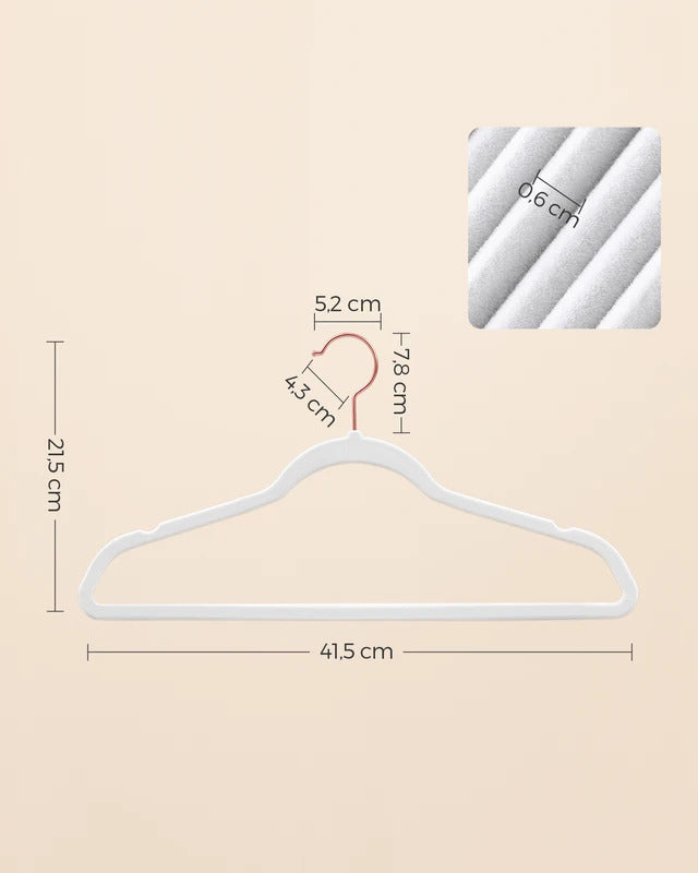 SONGMICSHOME Velvet Hangers 50 Pack, Non-Slip Hangers with Rose Gold-Colored Swivel Hooks, Slim Space-Saving Hangers