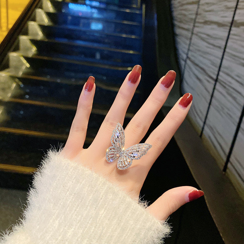 Ring jewelry batch hollow butterfly ring exaggerated ring does not fade jewelry