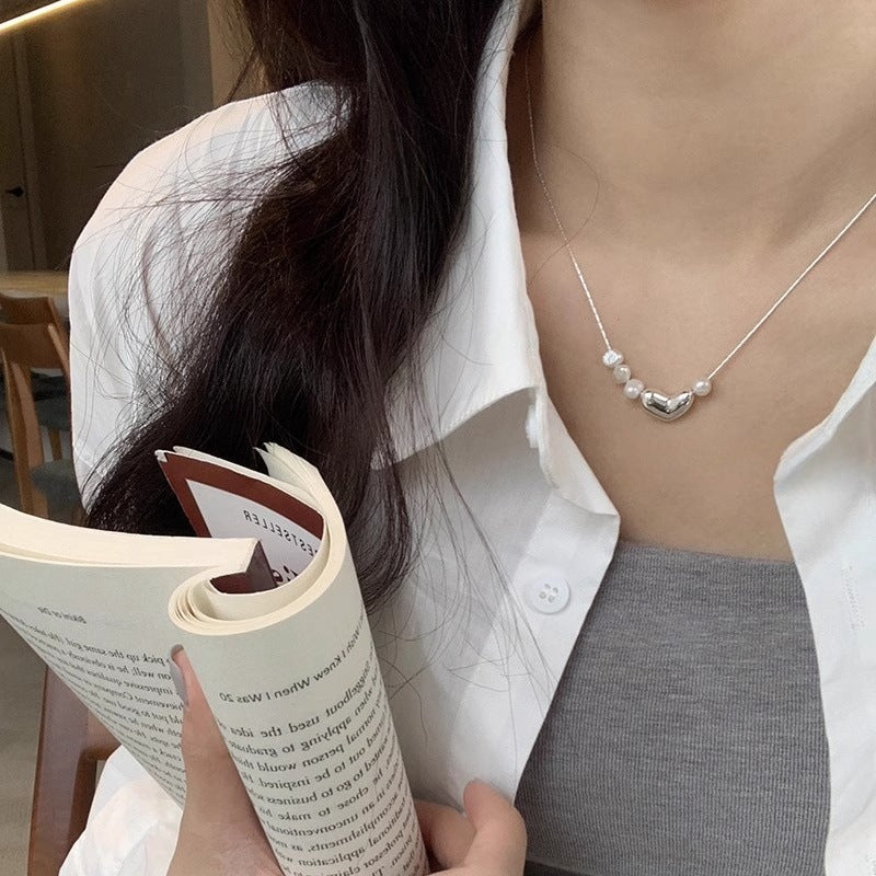 Li Luo New S925Sterling Silver Pearl Necklace Accessory for Women, Non-Fading, High-End Feel, Versatile Spring/Summer Clavicle Chain Wholesale