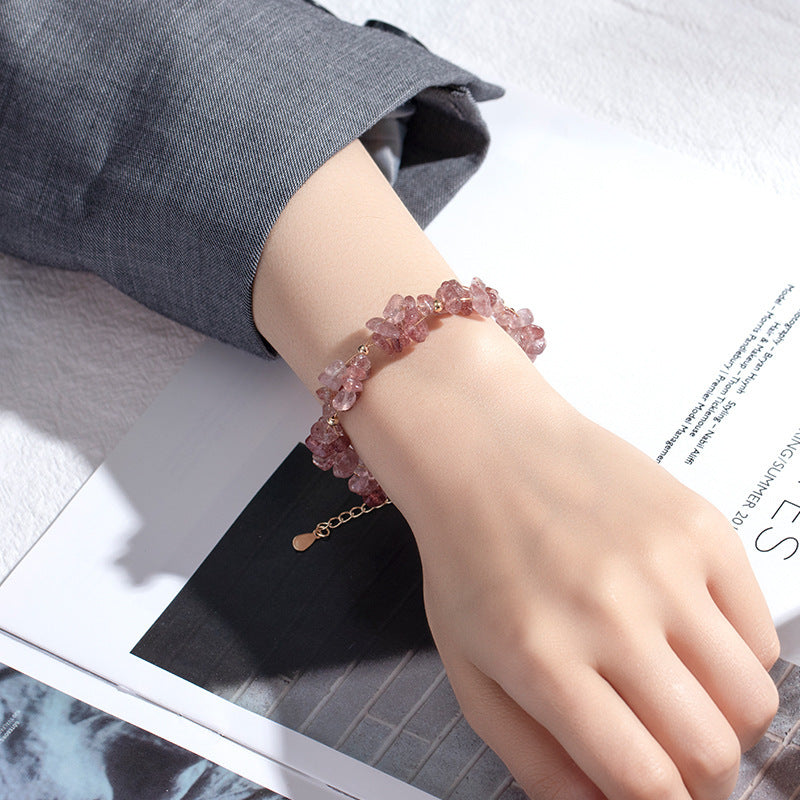 Bracelet Female Star Moon INS Niche Design Jewelry Strawberry Quartz Student Gift Minimalist Style Elegant Bestie Style Forest Series