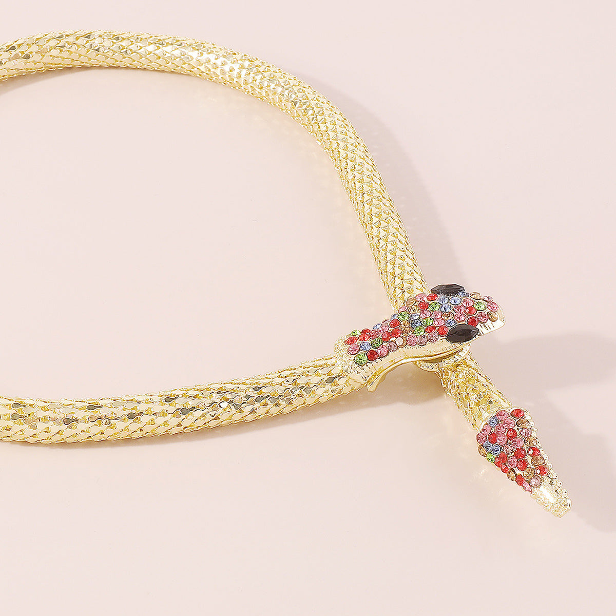 Exaggerated Snake Necklace Punk Personality Hip-Hop Style Necklace Trendy Cool Street Style Show Micro-Inlaid Choker