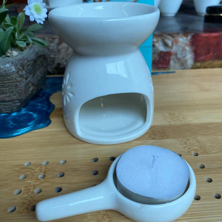 Multi-Flower Hollow Cute Version Small Porcelain Candle Essential Oil Aromatherapy Burner Ceramic Aromatherapy Lamp