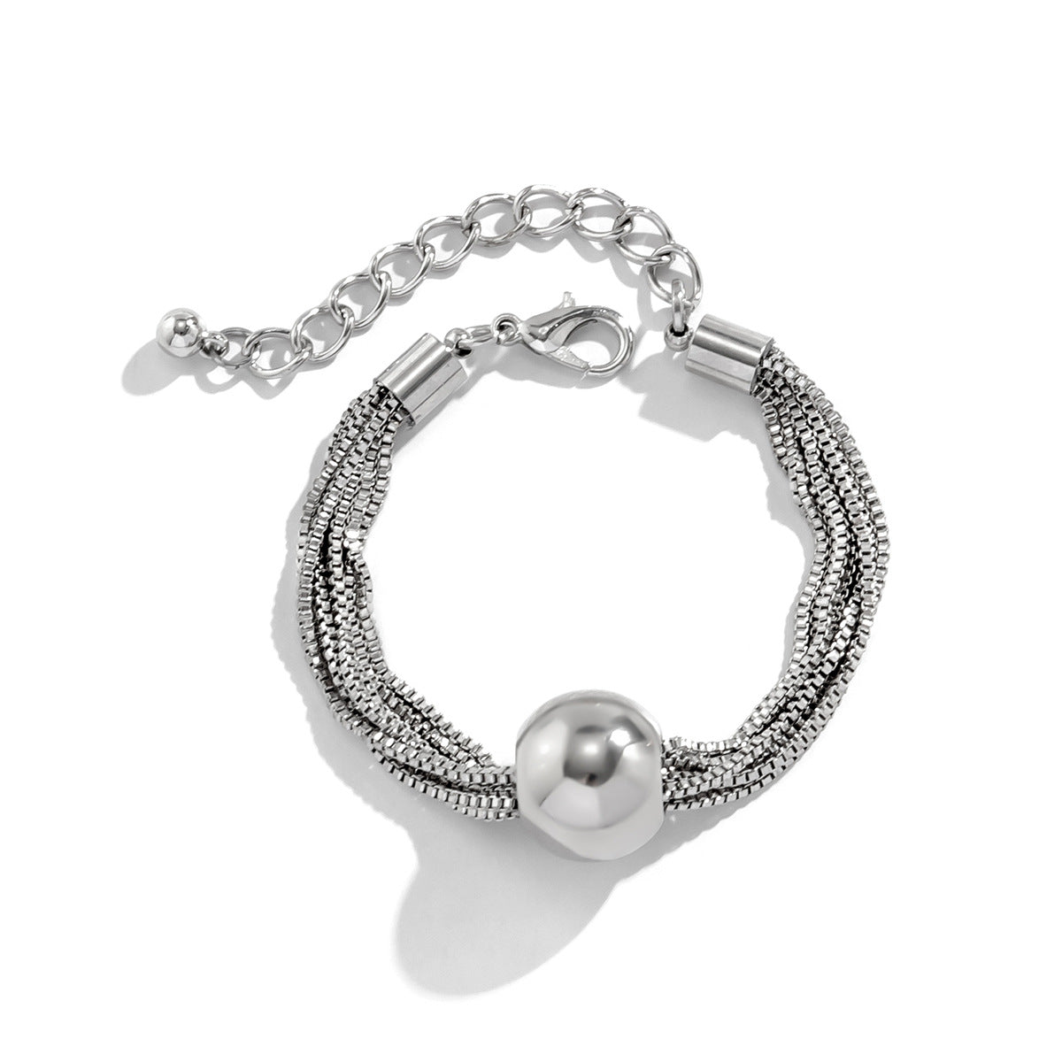 Cross-Border Exaggerated Punk Multi-Layer Chain Stacked Necklace Simple Niche Geometric Ball Personality Choker Necklace
