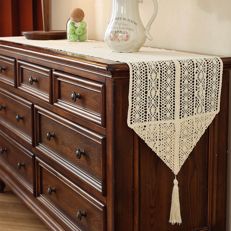 Henggang American Country Style Handwoven Table Runner Tablecloth Strip Tablecloth Coffee Table Cloth Tea Mat Cotton Linen Artistic Table Runner Wholesale