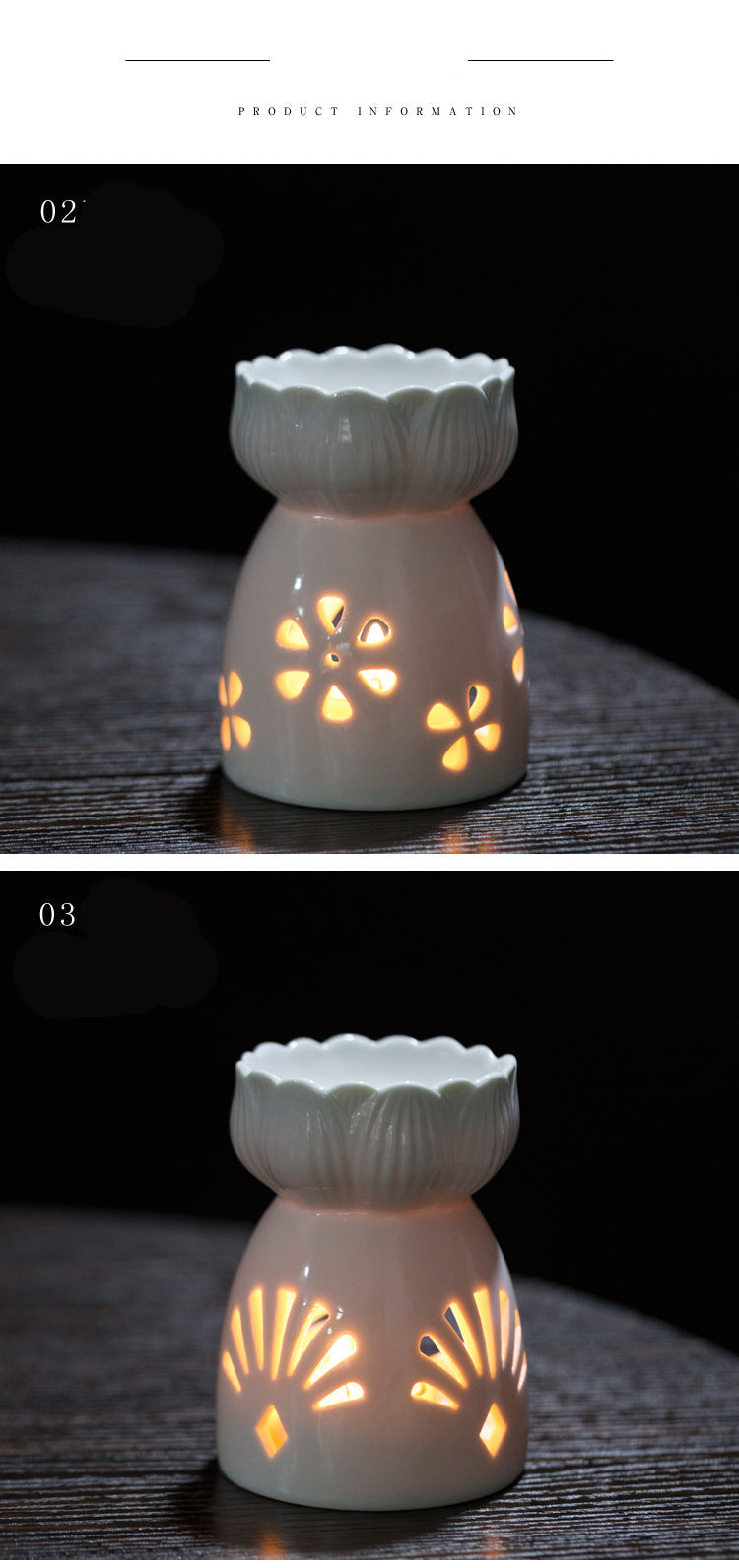 Multi-Flower Hollow Cute Version Small Porcelain Candle Essential Oil Aromatherapy Burner Ceramic Aromatherapy Lamp