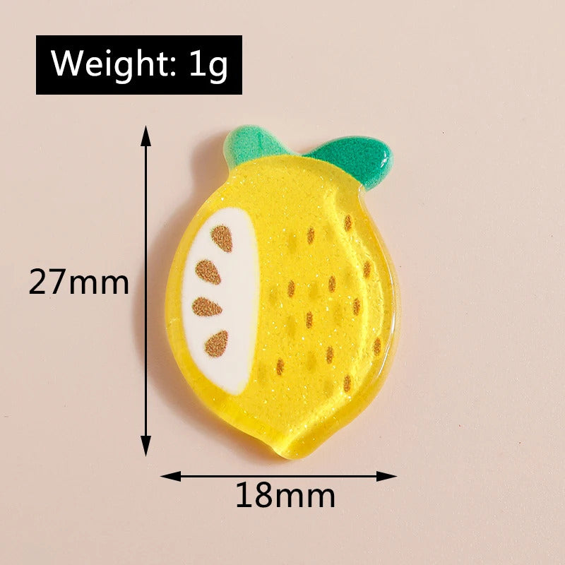 10pcs Mix Cute Mini Fruit Charms Pear Cherry Pineapple Peach Avocado Flat Back Resin Cabochons Scrapbook DIY Jewelry Accessories