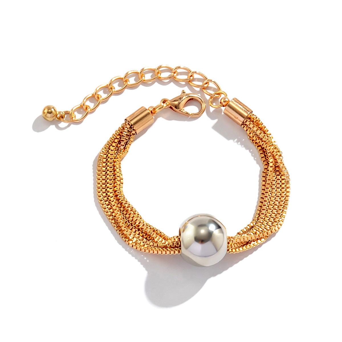 Cross-Border Exaggerated Punk Multi-Layer Chain Stacked Necklace Simple Niche Geometric Ball Personality Choker Necklace