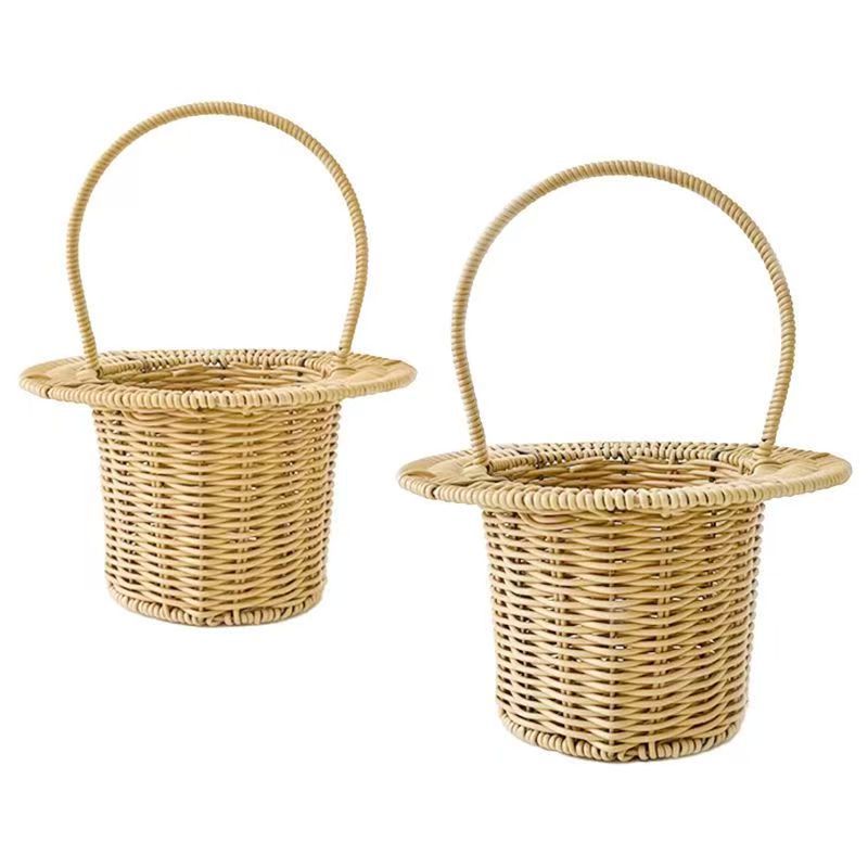 New Gift Hat Flower Basket Fresh Flower Bouquet Flower Arrangement Handheld Basket Handmade Creative Gift DIY Floral Art Materials Woven Flower Basket