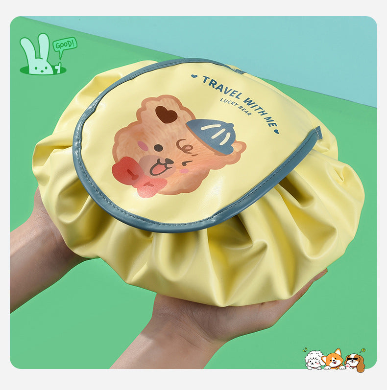 Cute and Lazy Cosmetic Bag Drawstring Bag Large Capacity Portable Cord-Pull Bag Drawstring Skin Care Products Buggy Bag Wash Bag