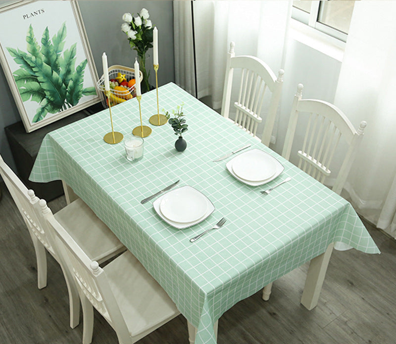 Nordic Style Warm High Temperature Resistant Tablecloth Ins Tablecloth Waterproof Oil-Proof Disposable High-Grade PVC Plaid Dining Table Cloth Liner
