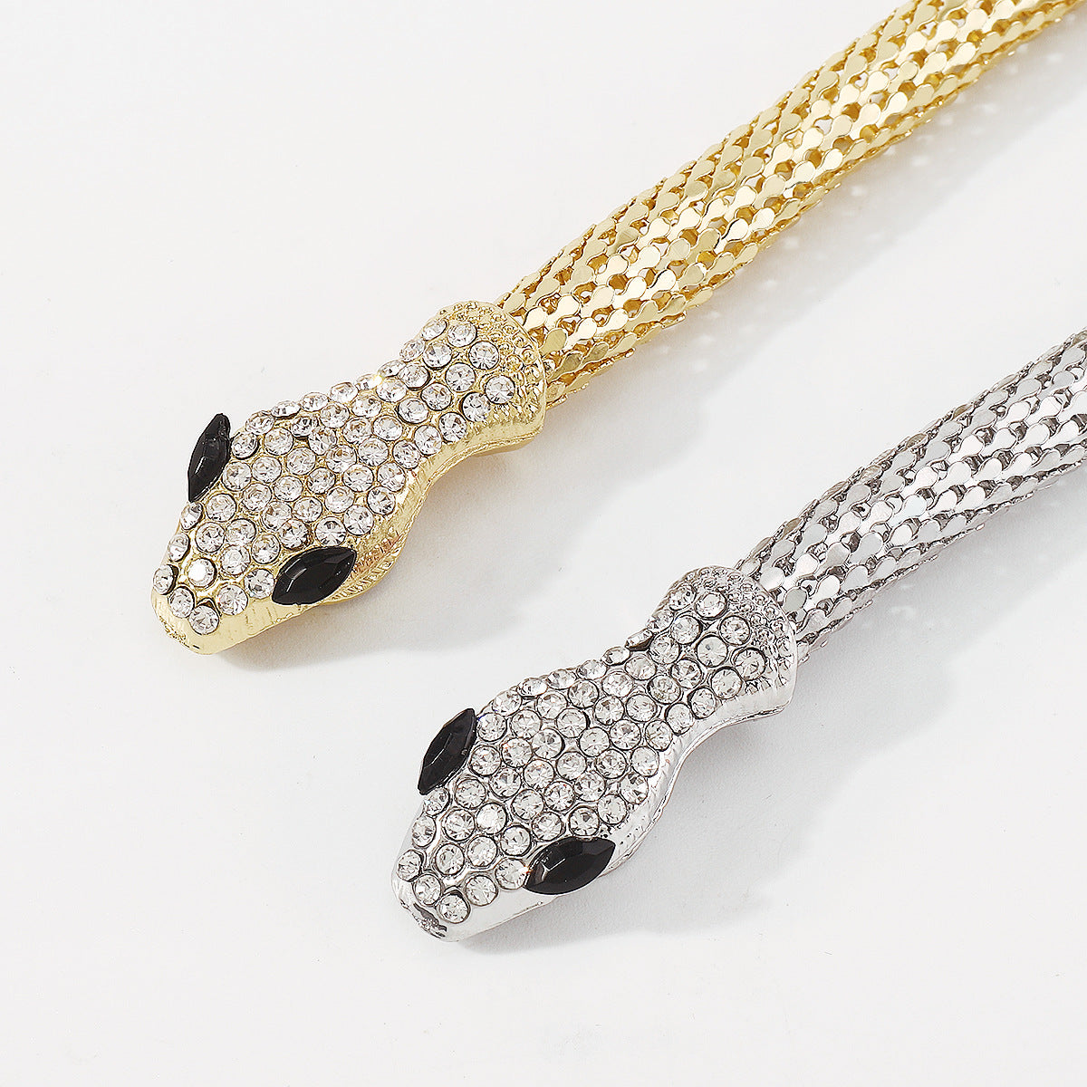 Exaggerated Snake Necklace Punk Personality Hip-Hop Style Necklace Trendy Cool Street Style Show Micro-Inlaid Choker