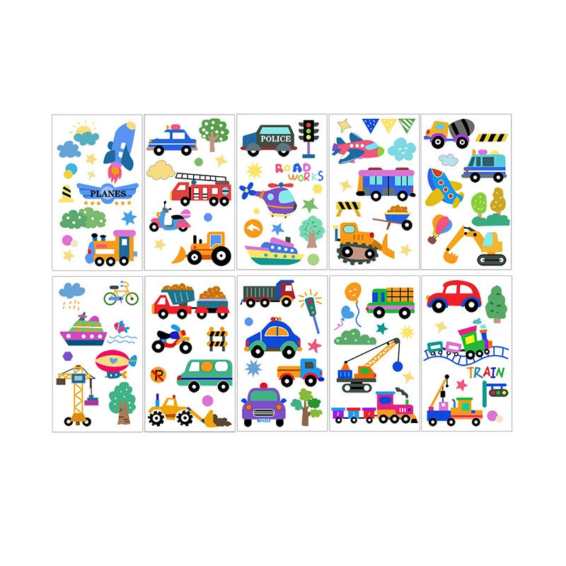 10 Pack Fake Tattoo Stickers Cartoon Temporary Tattoos Kids Arms Diy Body Art Cartoon Collection Mermaid Animals Astronaut