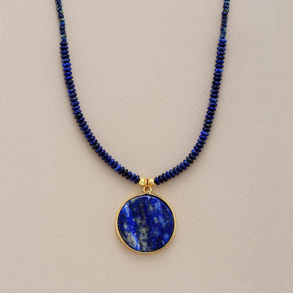 New Simple Women Lapis Luzuli Pendant Necklaces Teengirl Chokers Chain Necklace Designer Seed Beads Jewelry Femme Bijoux
