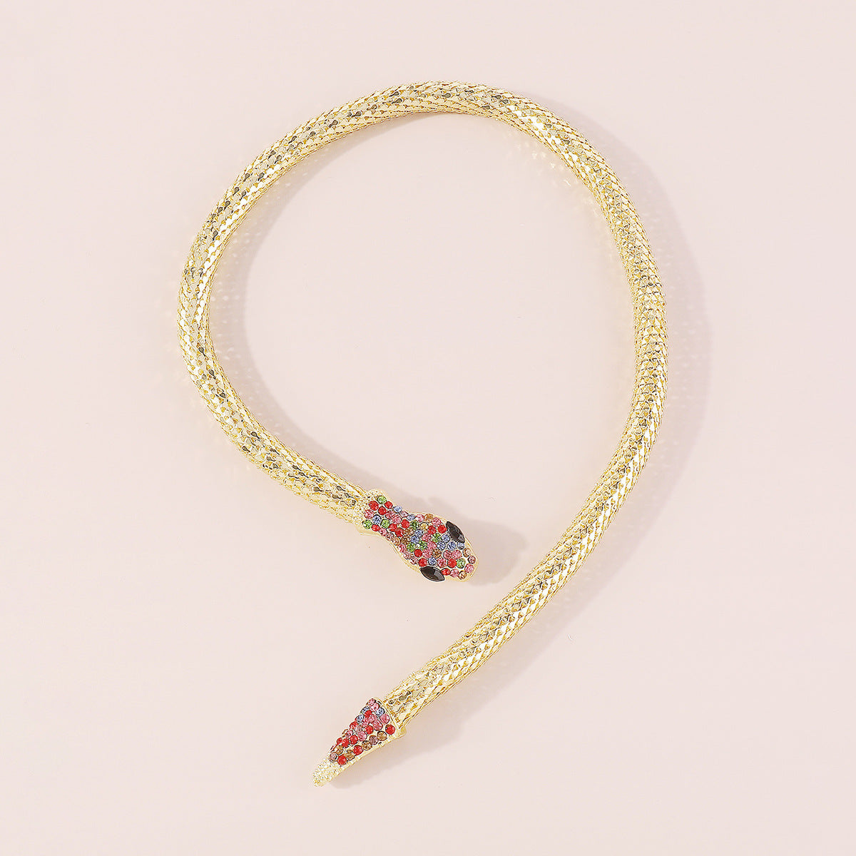Exaggerated Snake Necklace Punk Personality Hip-Hop Style Necklace Trendy Cool Street Style Show Micro-Inlaid Choker