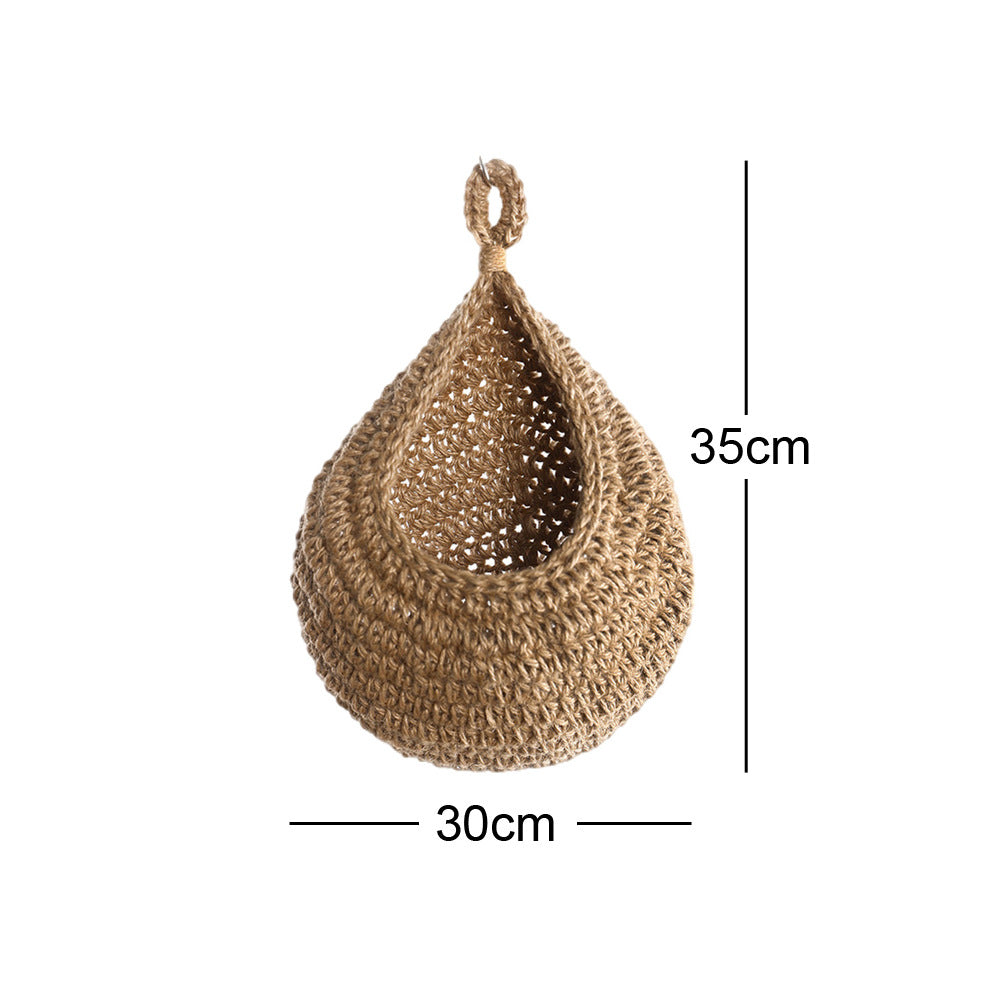 Wall-Mounted Vegetable Storage Fruit Basket Bird's Nest Wall Hanging Water Drop Net Bag Handmade Woven Cotton Rope Wall Hanging Bag for Home Use