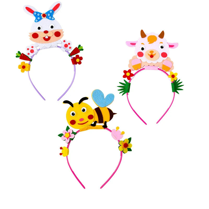 Kids Creative Crown Hat Princess DIY Craft Toy Cartoon Animal Headwear Educational Toys For Girls Handmade Decoration Gift