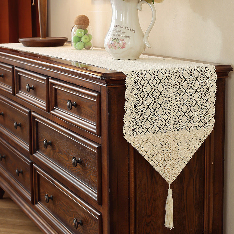 Henggang American Country Style Handwoven Table Runner Tablecloth Strip Tablecloth Coffee Table Cloth Tea Mat Cotton Linen Artistic Table Runner Wholesale