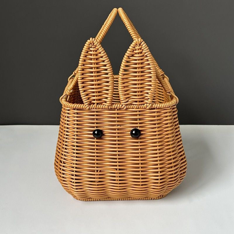 New Imitation Rattan Hand-Woven Hand-Held Basket Wedding Gift Photography Props Storage Basket Rabbit Fruit Basket