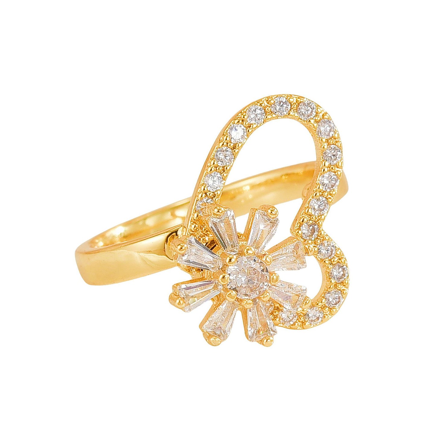 Rotating Ring for Women, Copper Gold Plated, Non-Fading, Elegant and Luxurious, Adjustable Daisy, Star, Moon, Zircon, European and American Cross-Border