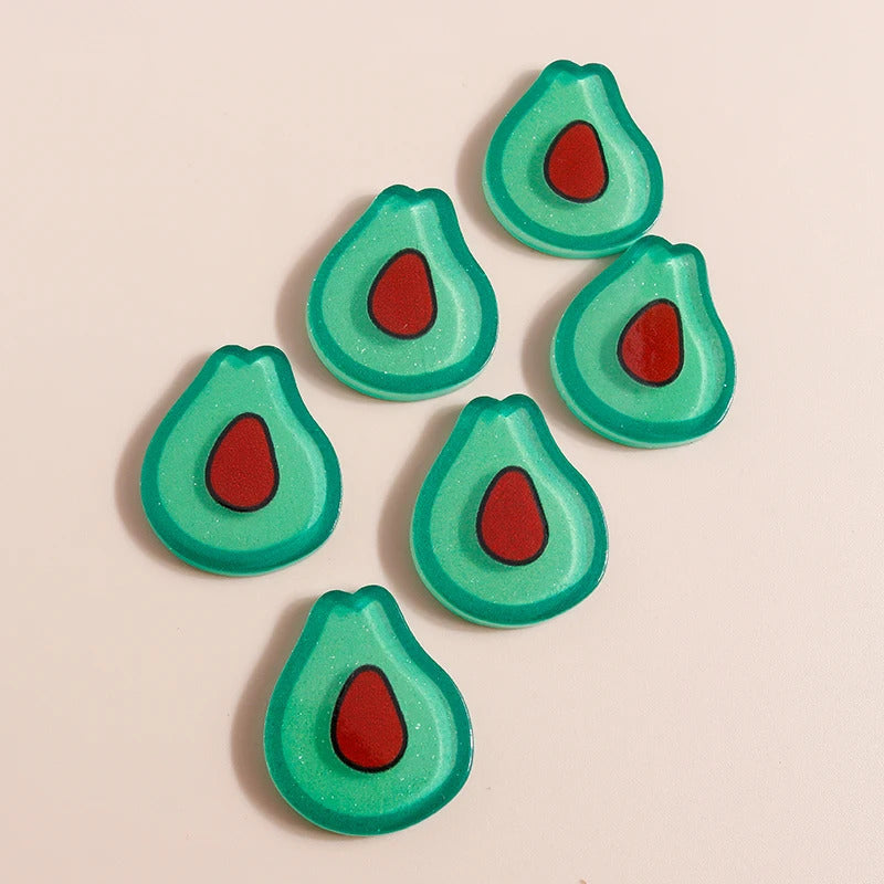 10pcs Mix Cute Mini Fruit Charms Pear Cherry Pineapple Peach Avocado Flat Back Resin Cabochons Scrapbook DIY Jewelry Accessories