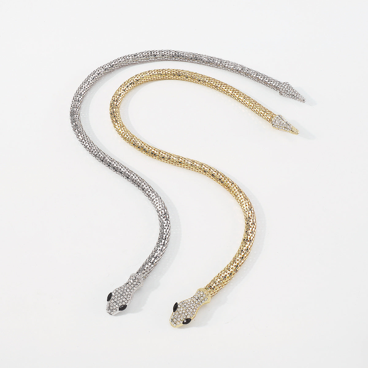Exaggerated Snake Necklace Punk Personality Hip-Hop Style Necklace Trendy Cool Street Style Show Micro-Inlaid Choker