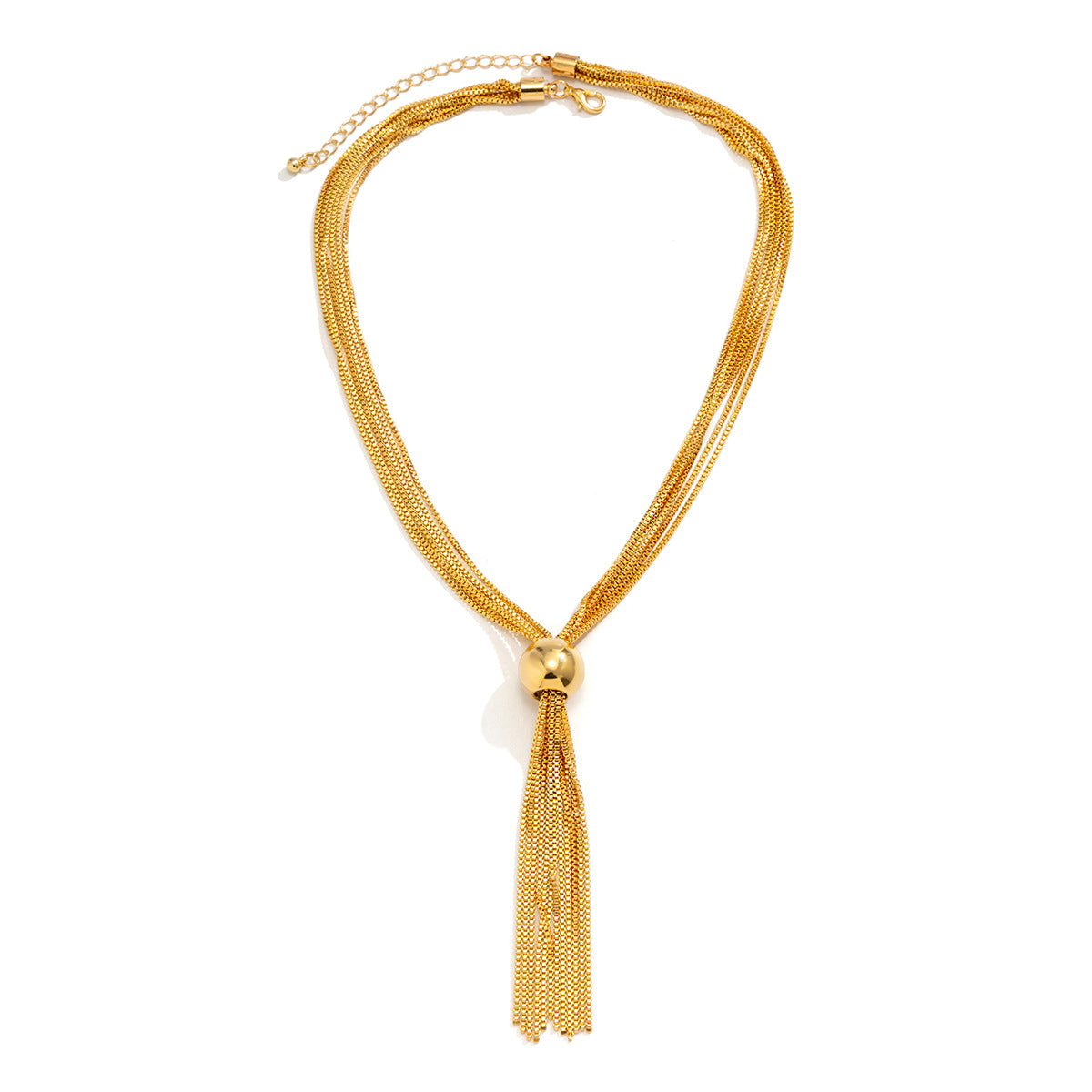 Cross-Border Exaggerated Punk Multi-Layer Chain Stacked Necklace Simple Niche Geometric Ball Personality Choker Necklace