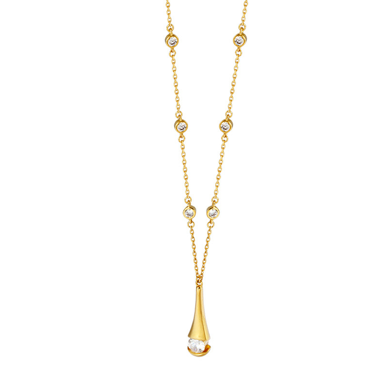 925 Sterling Silver Gold Water Drop Choker Necklace | High - End Niche INS Elegant Jewelry for Women