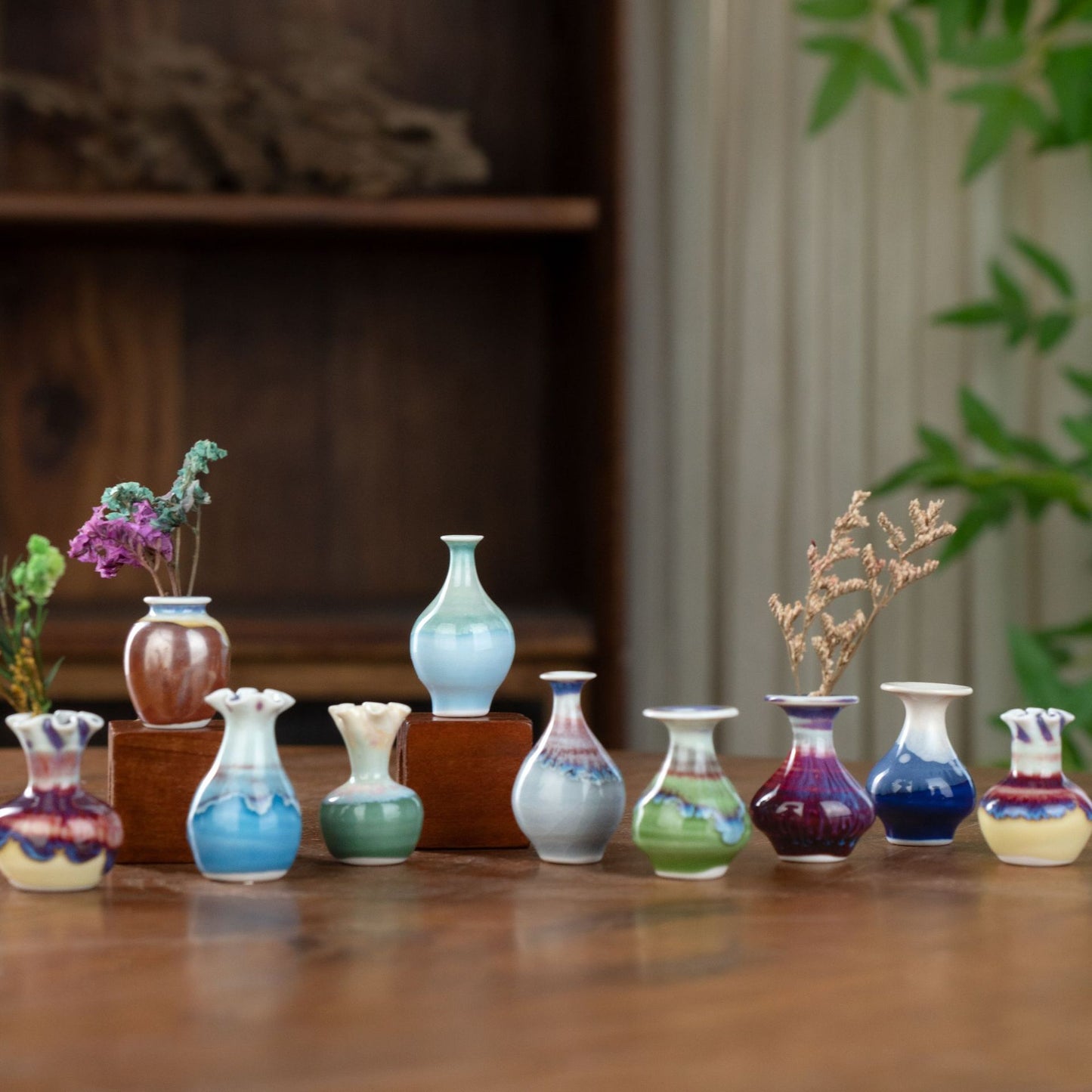 Kiln Change Mini Ceramic Small Vase Refrigerator Magnet Hydroponic Aromatherapy Craft