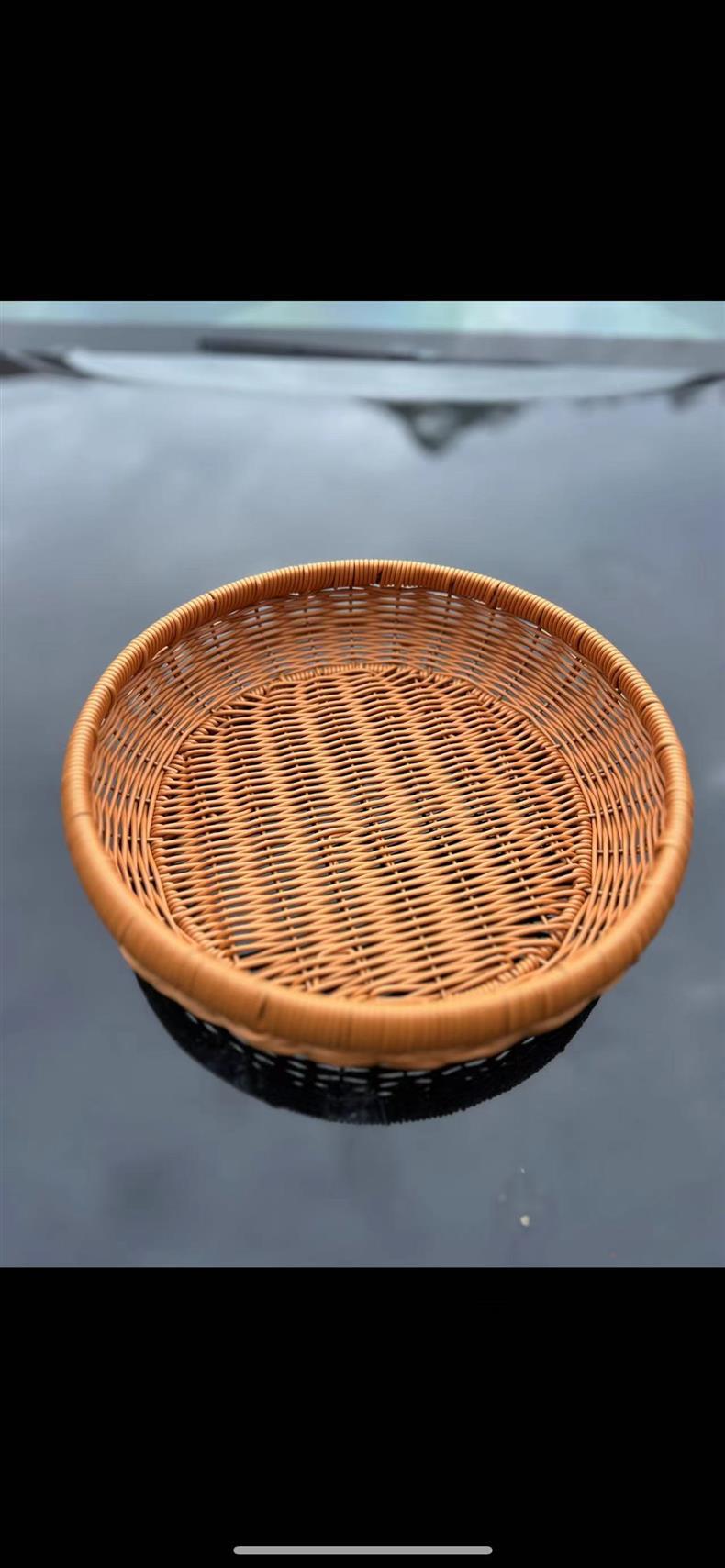 Rattan Dustpan Sun Basket Round Brown Household Storage Basket Storage Tray Handwoven Basket